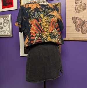 Black Denim Mini Skirt